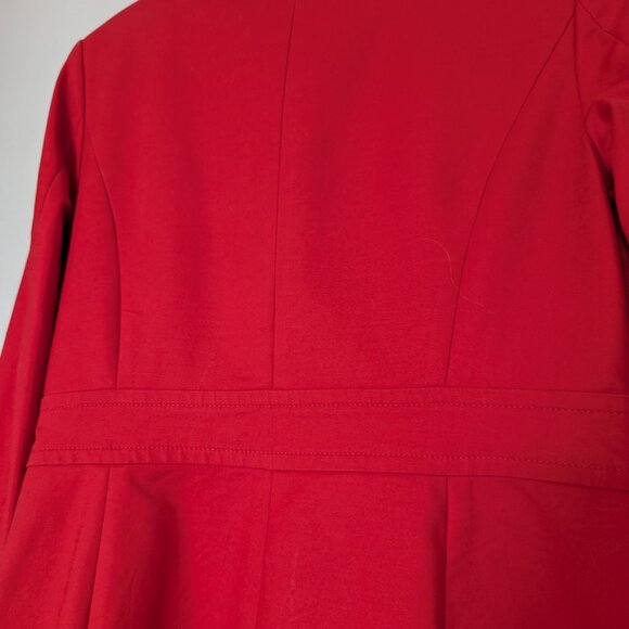 JACOB Long Red Trench Coat Button Up with Faux Pockets Women's Size M - Picture 4 of 13